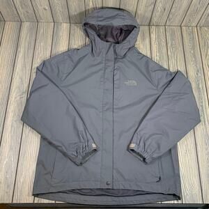North Face Summit Series Women Gray Hooded Rain Ski Jacket Windbreaker Sz L